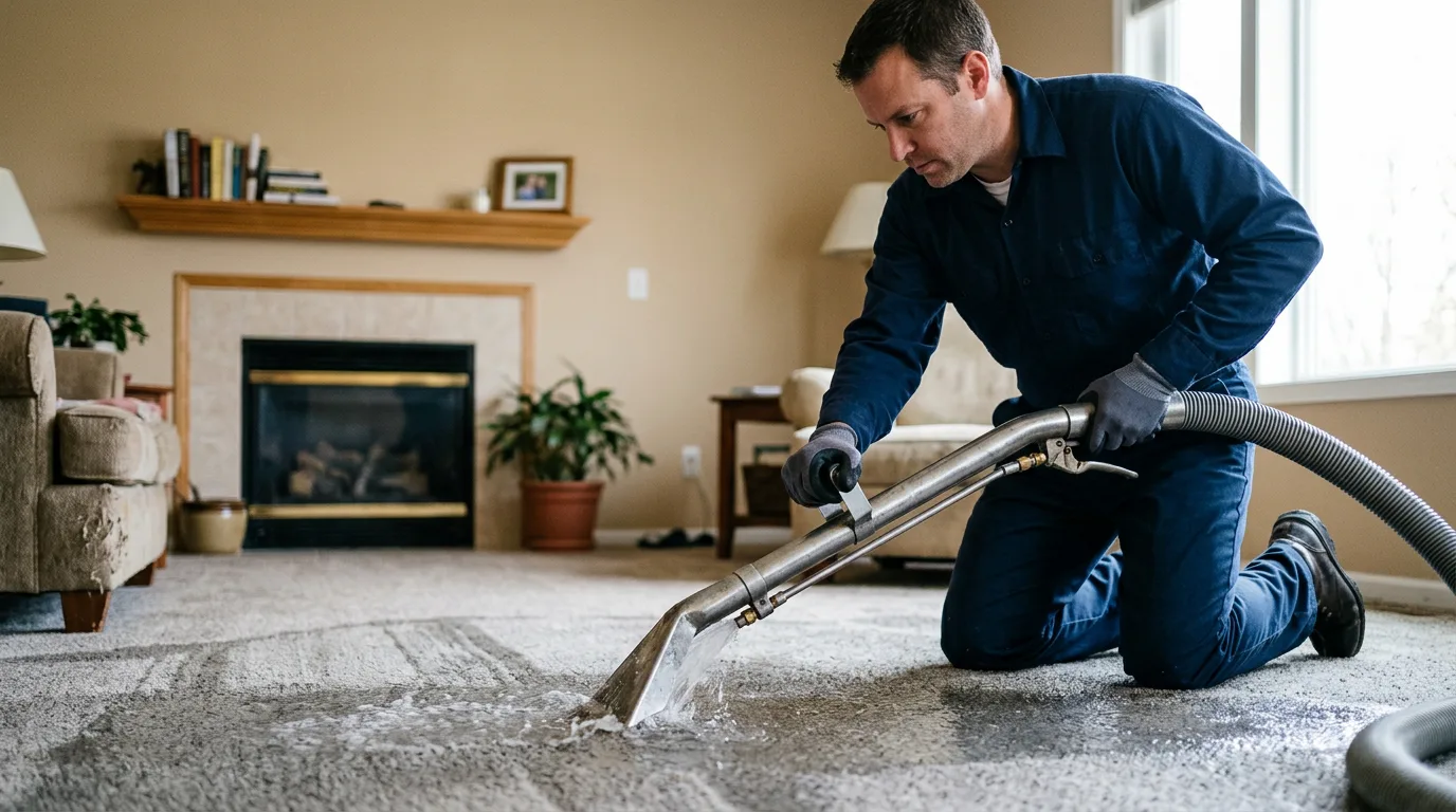 Water damage restoration technician working near Castalia, IA